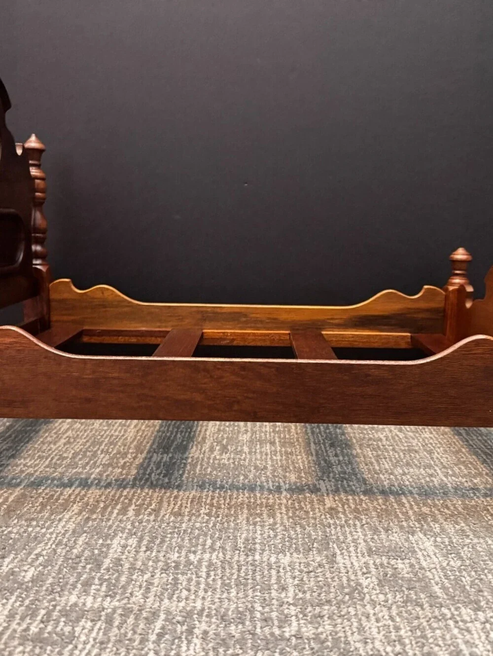 Vintage Artisan Handmade Solid Wood Doll Bed for Dolls Up to 18in. Beautiful.